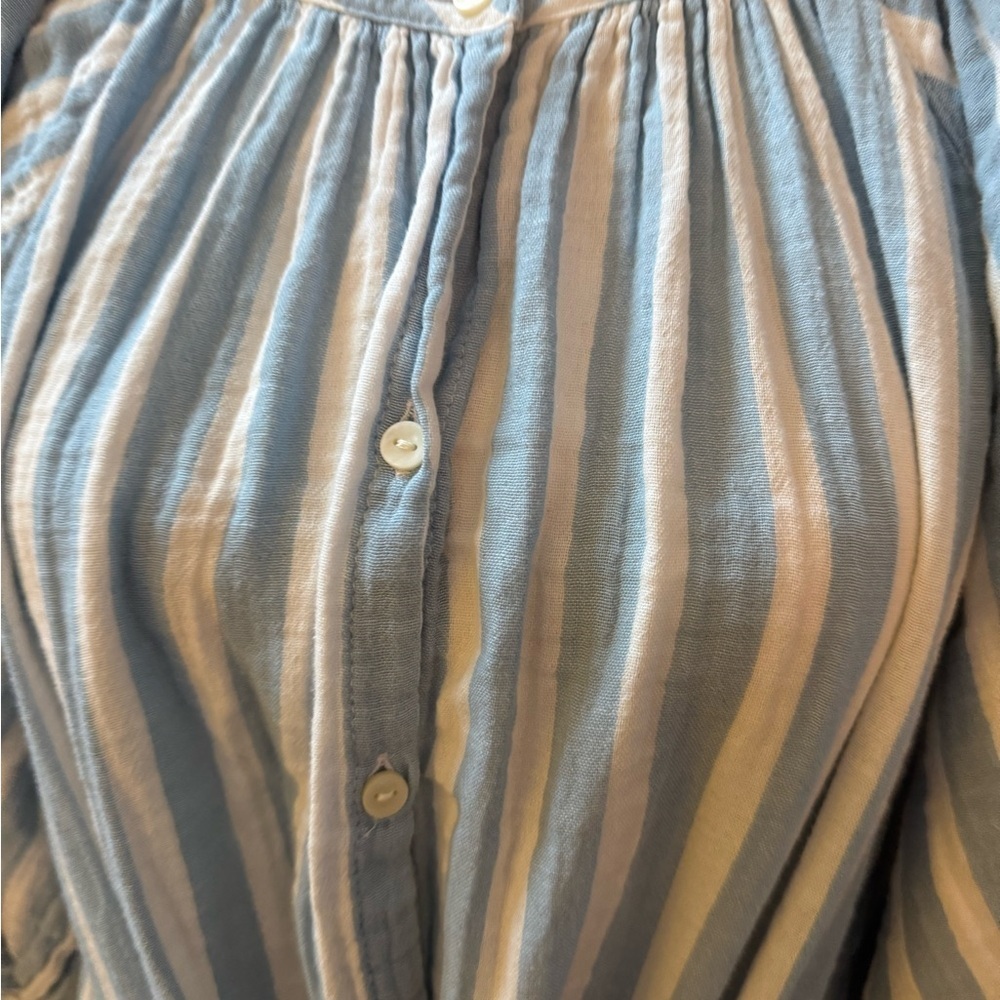 Old Navy Soft Cotton Gauzy Blue and White Striped Dress Made in India - Picture 3 of 10
